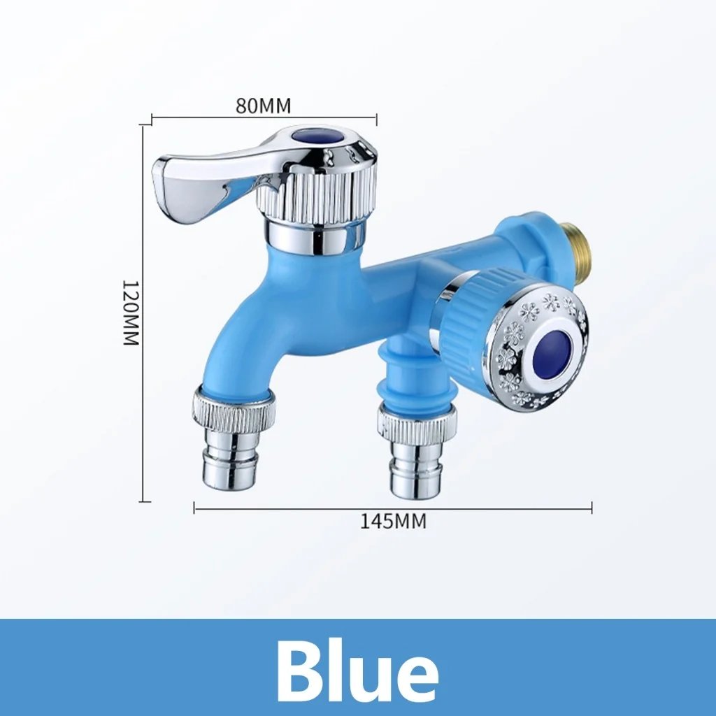 Dual Outlet Washing Machine Plastic Faucet, 1 In 2 Out Water Plastic Tap