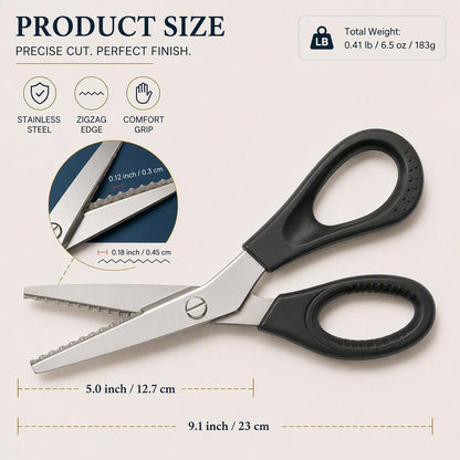 Stainless Steel Pinking Shears – 9.1' Zig Zag Fabric Scissors for Sewing, Quilting, Dressmaking & DIY Crafts