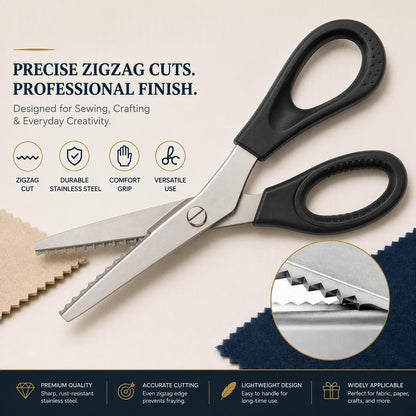 Stainless Steel Pinking Shears – 9.1' Zig Zag Fabric Scissors for Sewing, Quilting, Dressmaking & DIY Crafts