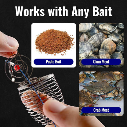 Stainless Steel Fishing Bait Cage Trap Basket Feeder Holder- Fishing Rig Attachment