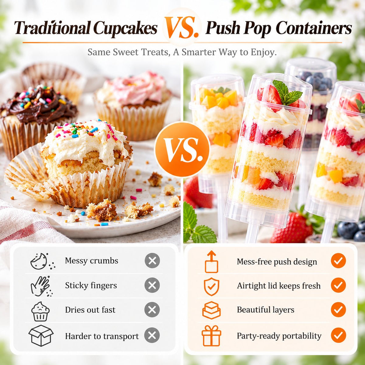 🧁 Clear Push Pop Containers for Layered Desserts