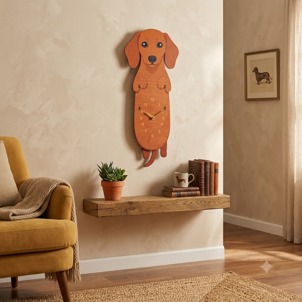 Swing Tail Dachshund Wooden Wall Clock 🐶