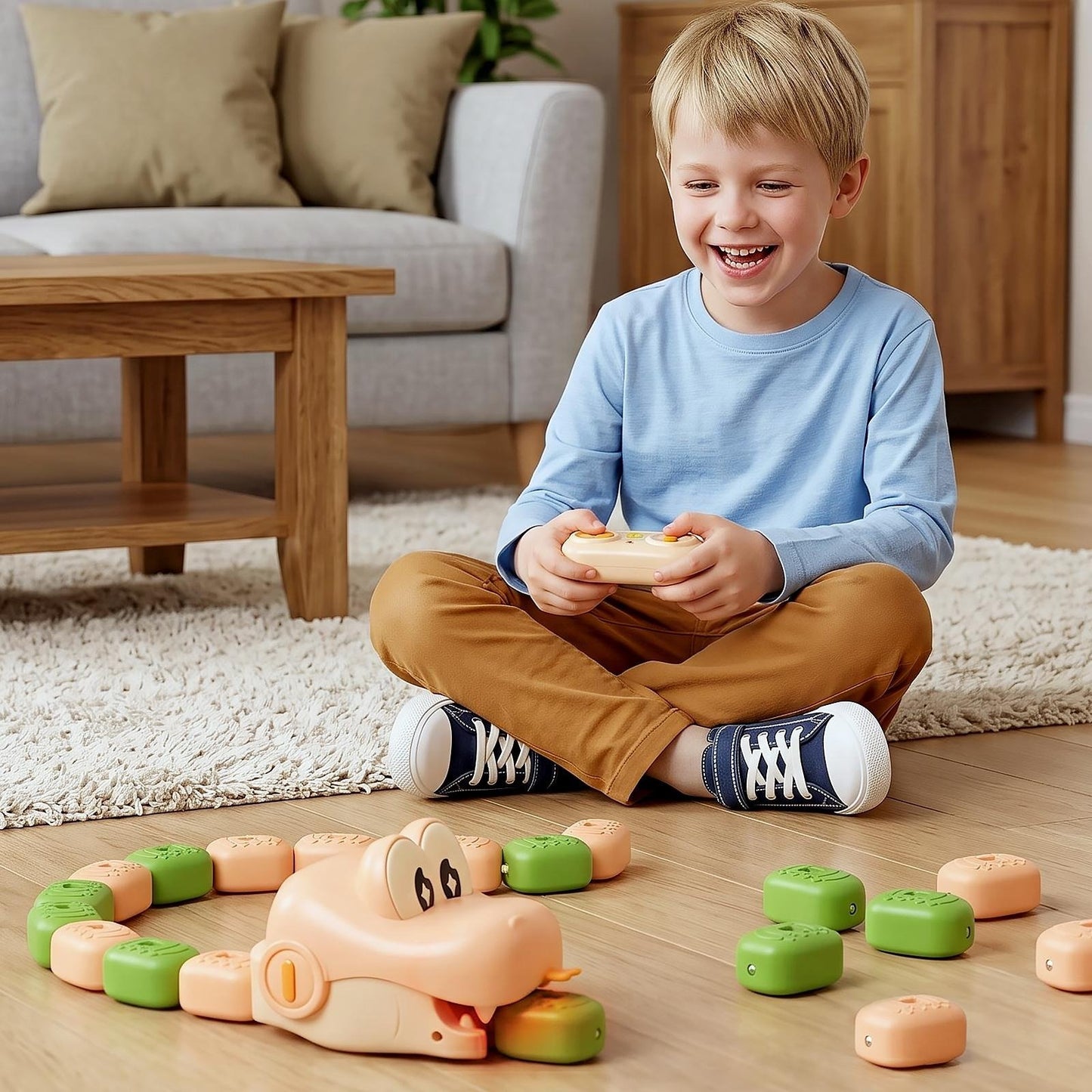 🐍2-Player Remote Control Snake Toy, Realistic Crawling Slither Snake Game for Kids