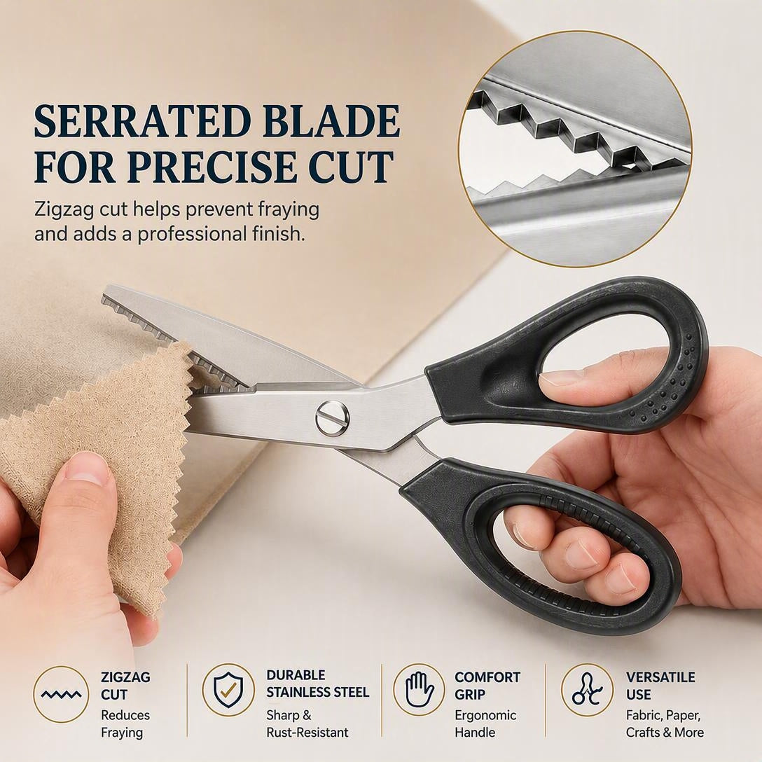 Stainless Steel Pinking Shears – 9.1' Zig Zag Fabric Scissors for Sewing, Quilting, Dressmaking & DIY Crafts