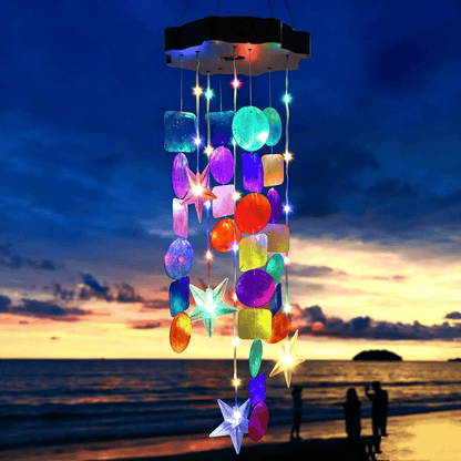✨Summer Garden Decor✨Colorful Solar Outdoor Shell Wind Chime Hanging Light!