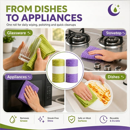 Multipurpose Reusable Tear-Off Cleaning Cloth Roll