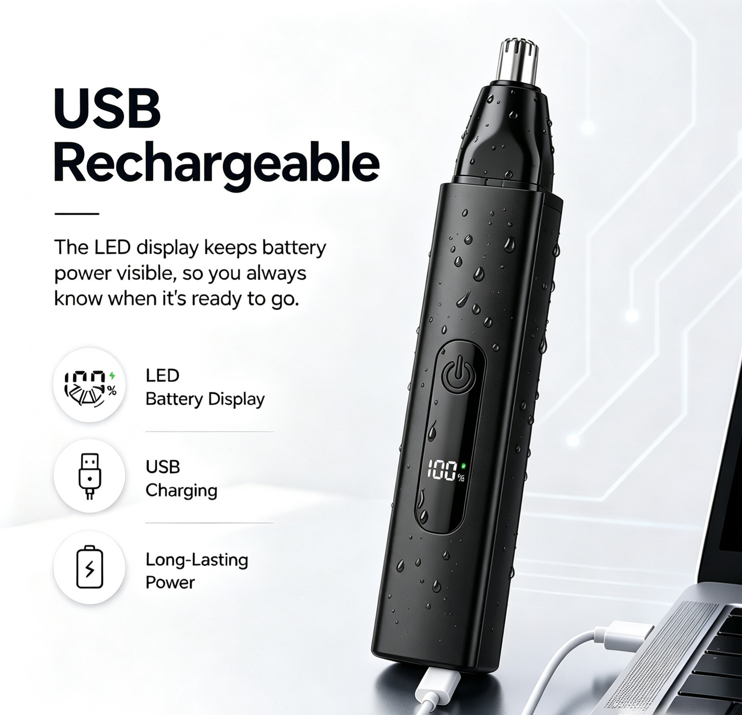 Professional LED Display Nose & Ear Trimmer, Painless Travel Gifts for Men Women
