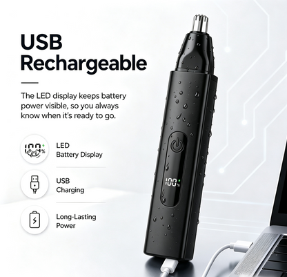 Professional LED Display Nose & Ear Trimmer, Painless Travel Gifts for Men Women