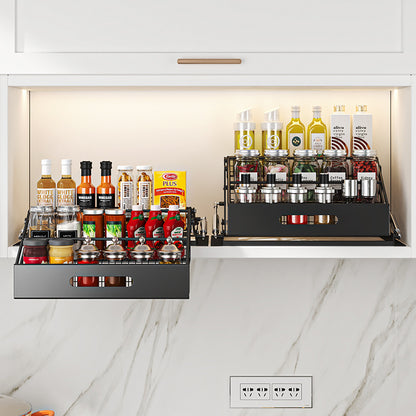 Cabinet pull rod folding storage rack