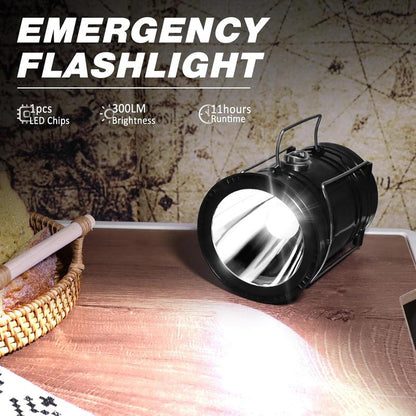 ⛺️Solar Camping Lantern- Rechargeable LED Lights, Magnetic Base & Foldable Hanging Hook- Collapsible Lamp Battery Powered Perfect for Power Outages, Hiking, Emergencies