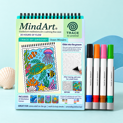 🥳2026 HOT SALE🥳💞50K+ SOLD! 🥚 🌿Trace-By-Groove Guided Flow Art Coloring Pad with Double-Sided Markers 🎨
