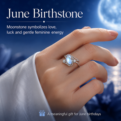 💍925 Sterling Silver Rainbow Moonstone Ring