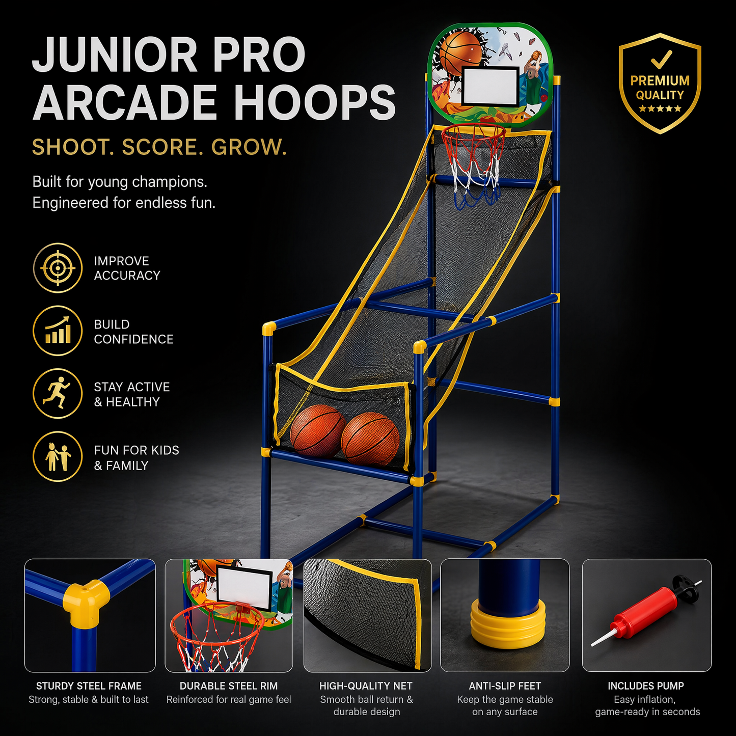 🏀Kids' Indoor Basketball Arcade Game with 2 Balls
