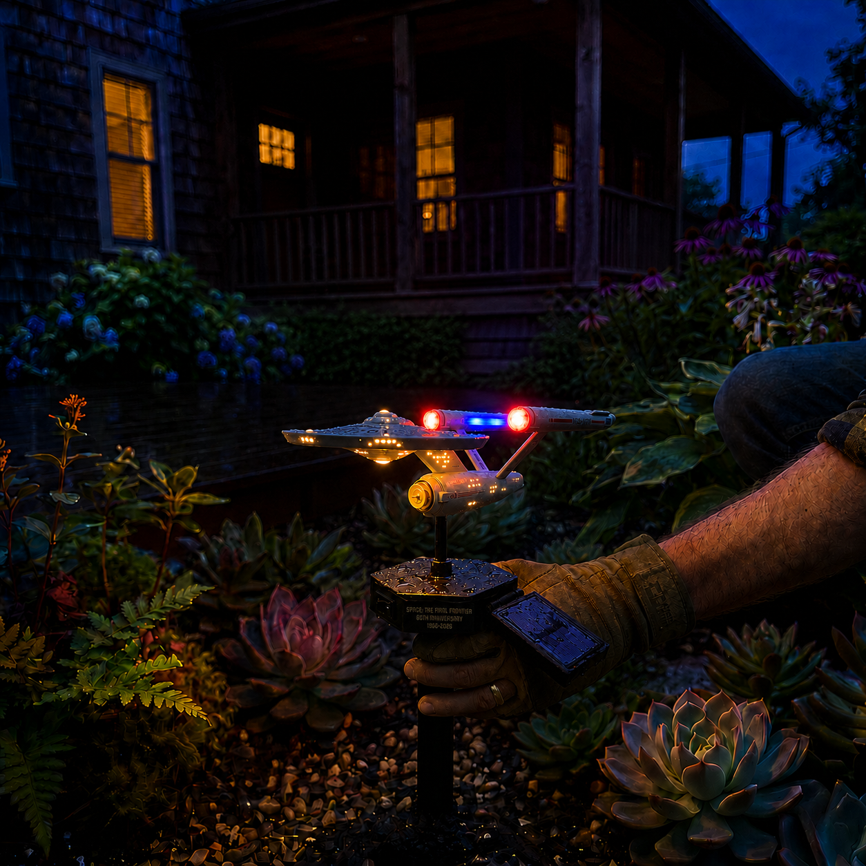 🌌 TODAY ONLY—🔥 Save 50% 🚀 Sci-Fi Starship Solar Garden Light ✨ Light Up Your Outdoor Space