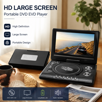 📢📢50% OFF !! ⏰📺 7.8' HD Portable DVD/EVD Player – Large Screen, Rechargeable & Compatible with DVD/CD/USB/SD – Perfect for Home & Travel