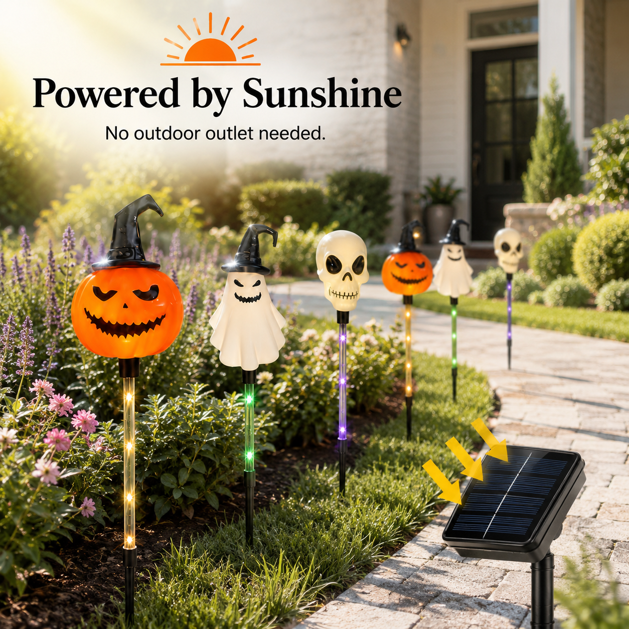 🎃 Solar Halloween Pathway Stake Lights with Pumpkins, Ghosts & Skulls 👻