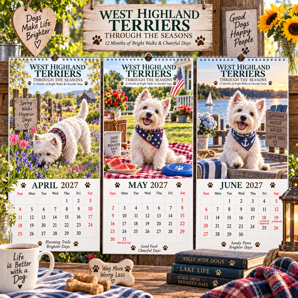 ✨🌲2027 West Highland Terriers Through The Seasons Calendar🐶