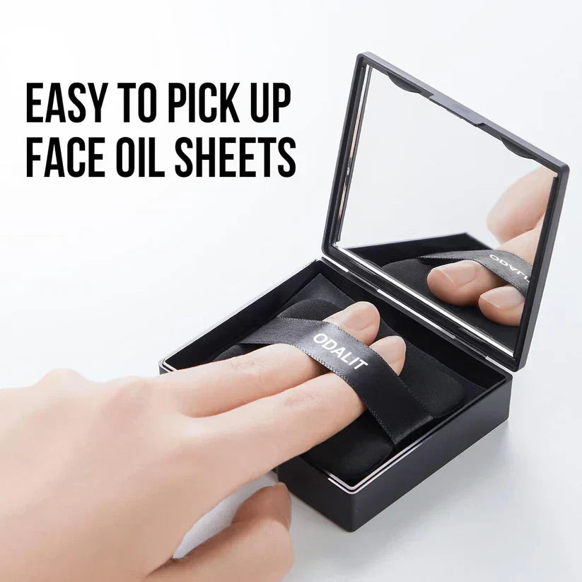 💝Black Magnet Oil Blotting Setting Sheet With Powder More Control Oil Keep Fresh 2 IN 1 Blotting Sheet