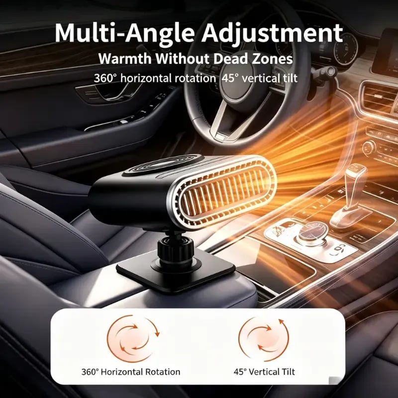 🚗 12V Portable Car Heater ❄️ 360° Rotatable Windshield Defroster & Defogger