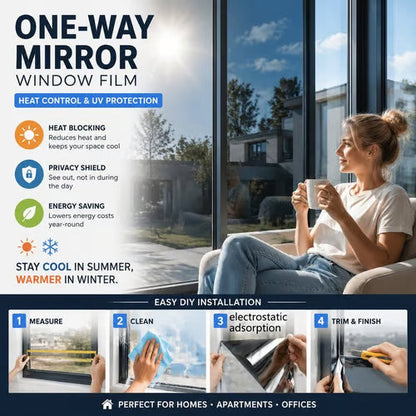 ☀️ One-Way Mirror Window Film – Heat Control & UV Protection