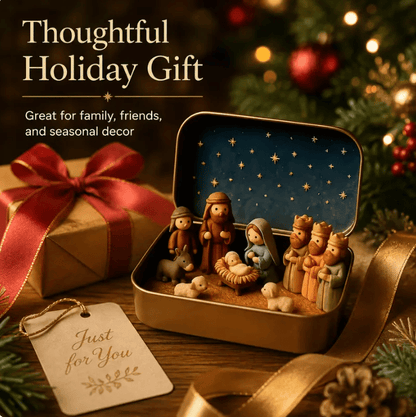 🔥HOT SALE 49% OFF - ✝️Religious Pocket-Size Mini Nativity Scene Set with Storage Box