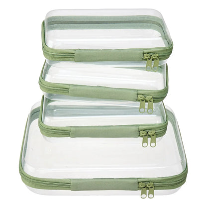 🌟Clear Organizer Storage Box 🌟4PCS Clear Hard Zipper Case PVC Plastic Clear Storage Containers