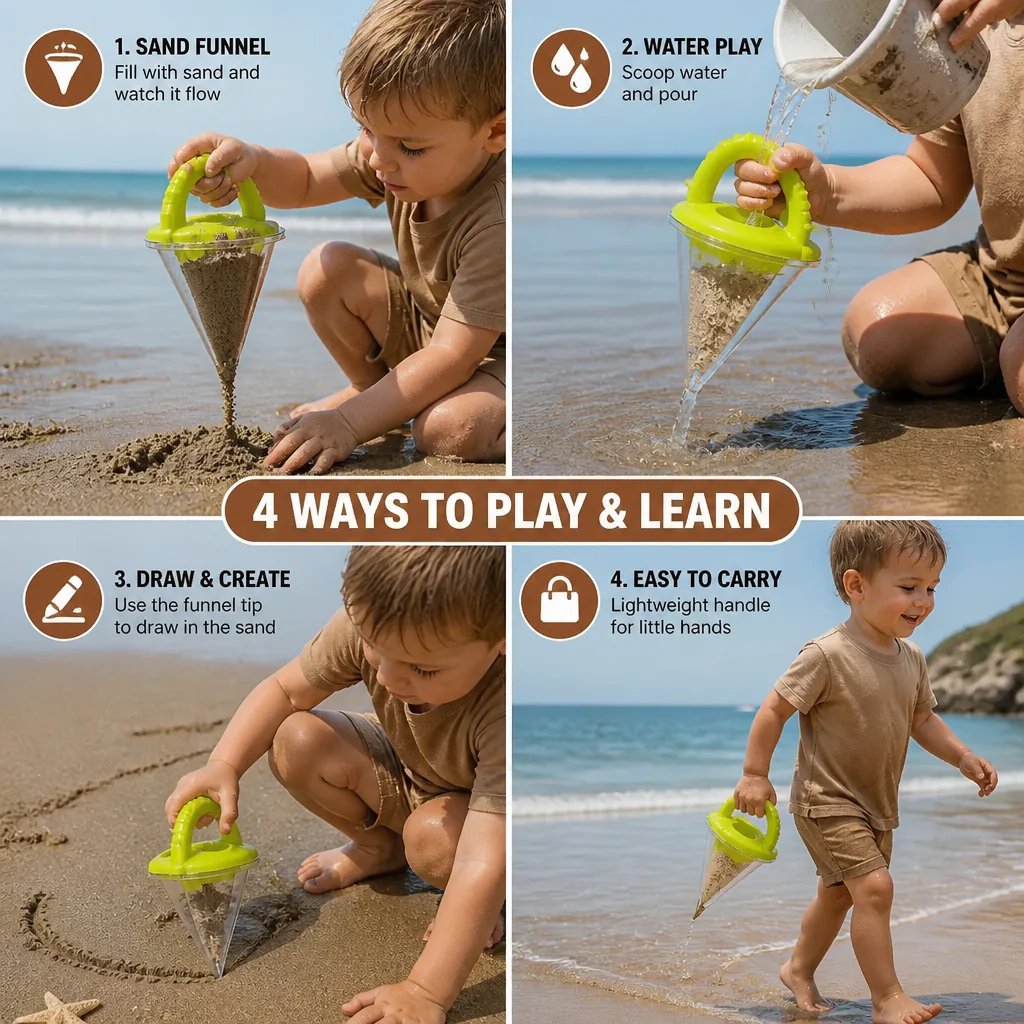 Kids Beach Sand Funnel Toy for Drawing and Pouring