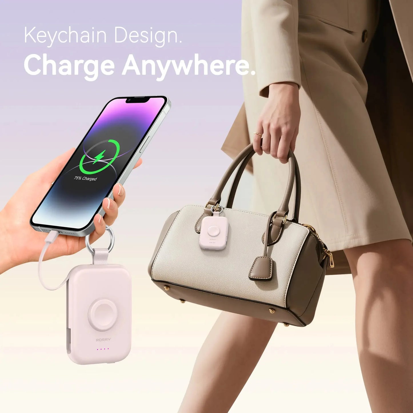 🔥5000mAh Portable Charger Power Bank with Built-in Cables Travel Keychain Battery Pack