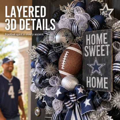 Football Team Handcrafted Wreath for Game-Day Front Door Decor