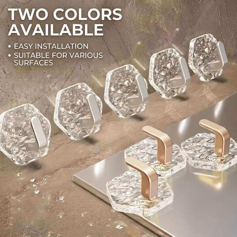 Self-Adhesive Hooks 10/20 Pack Hexagonal Ripple Design Heavy Duty Sticky Hooks