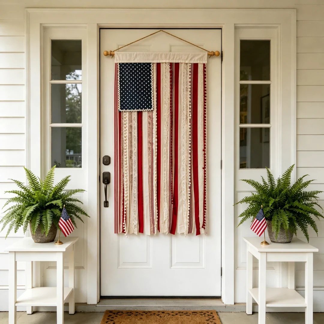 4.2 x 2.3 Ft Lighted Rag American Flag Banner