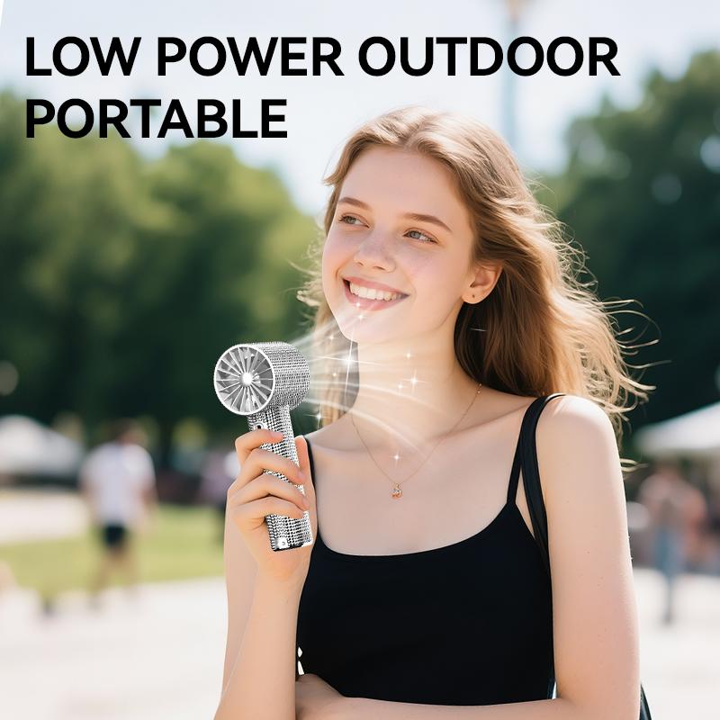Full Diamond Luxury Craftsmanship Portable Handheld Turbo Fan