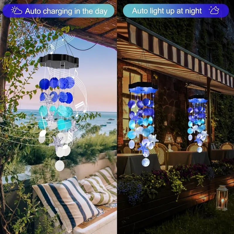 🎁49% OFF - 🌈 ✨ Solar-Powered Seashell Wind Chime Light