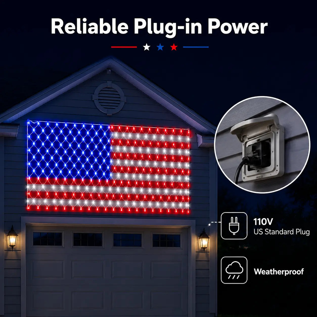 Solar American Flag Lights Outdoor American Flag Net Lights 6.5ft x 3.28ft Super Bright,Memorial Day Decorations of The United States for Independence/National/Memorial Day,July 4th Waterproof solar lights outdoor