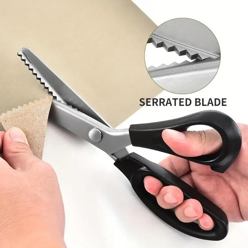 Stainless Steel Zig Zag Scissors with Serrated Teeth, Sharp Craft Cutting Tool for Sewing, Fabric, Dressmaking & DIY Projects