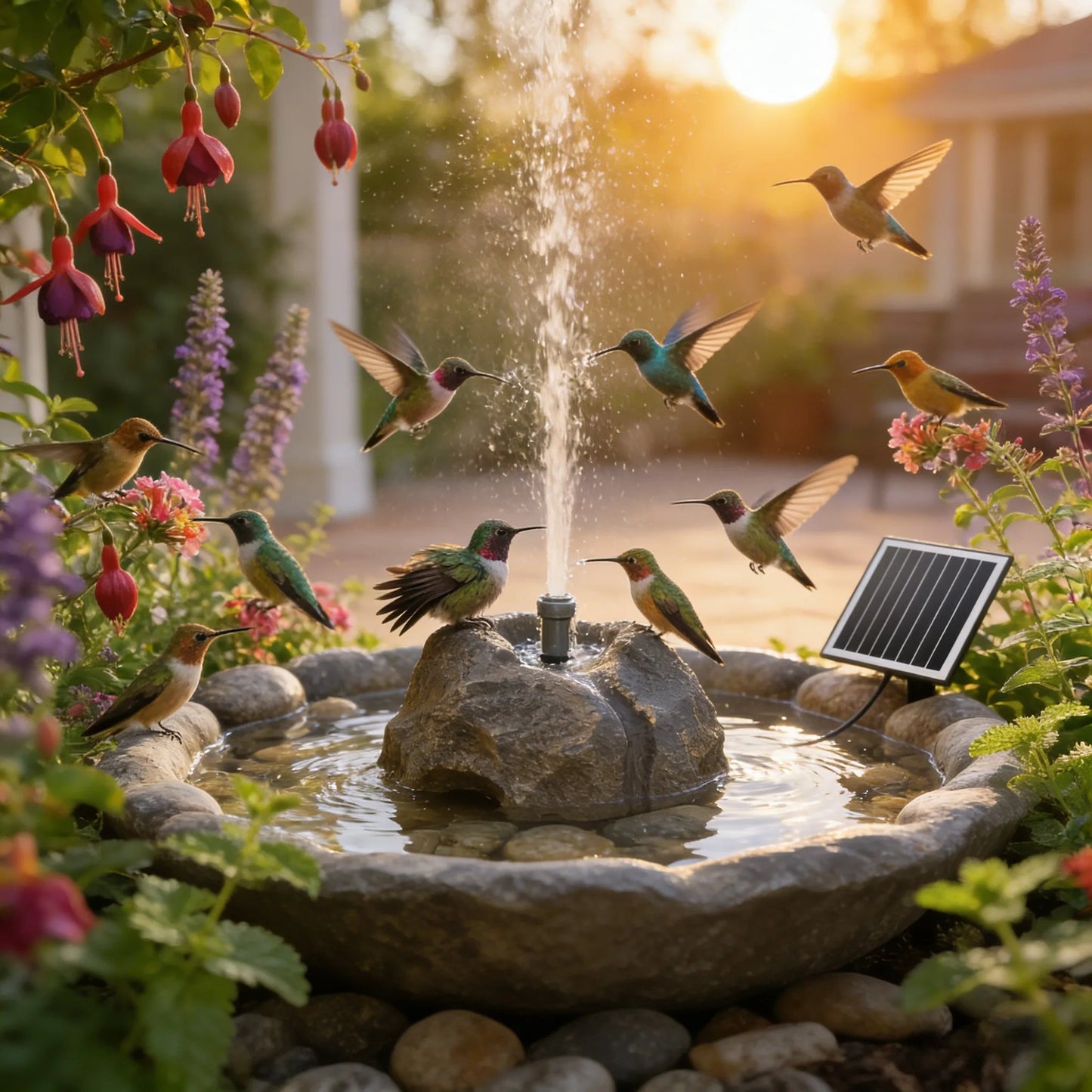 🐦⛲Realistic Granite Rock Solar Bird Bath Fountain - No-Cords Stone Decor