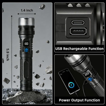 🔥2-in-1 Strong Flashlight --Digital Display Of Power🔦