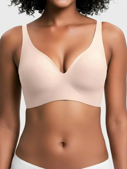 Wireless Seamless Deep-V Push-Up Bra