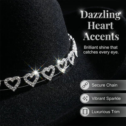 Women's Rhinestone Heart Cowboy Hat Elegant French Jazz Fedora