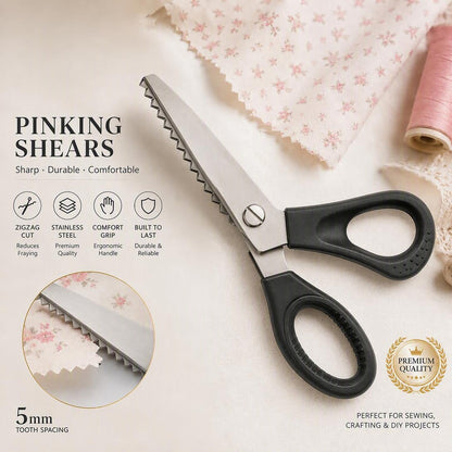 Stainless Steel Pinking Shears – 9.1' Zig Zag Fabric Scissors for Sewing, Quilting, Dressmaking & DIY Crafts