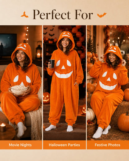 🎃🖤Pumpkin Jack-O’-Lantern Hooded Onesie Costume