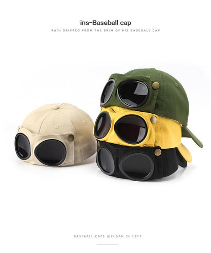 ✈️ Pilot-Inspired Baseball Cap🧢 Novelty Boater Hat with Built-In Shades – The Funniest Gift for Fishing & Boat Lovers