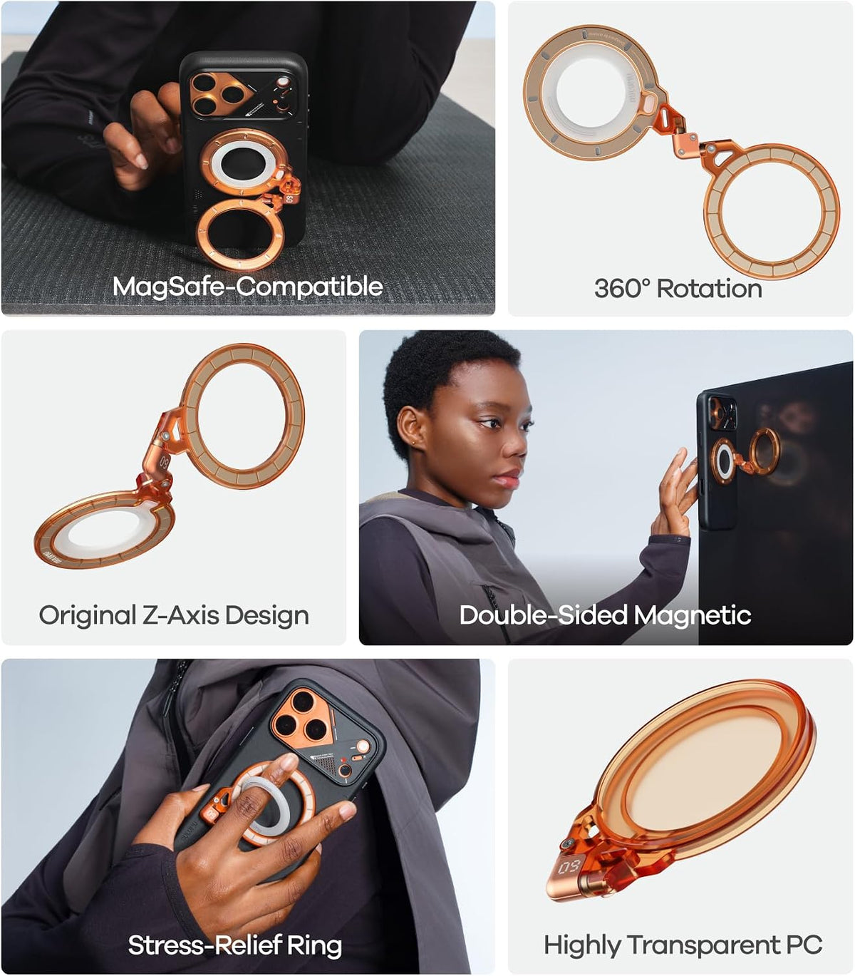 🧲 360° Dual-Sided Magnetic Phone Ring Grip | MagSafe Compatible