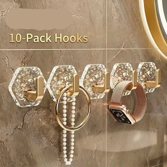🔥Self-Adhesive Hooks 10/20 Pack Hexagonal Ripple Design Heavy Duty Sticky Hooks