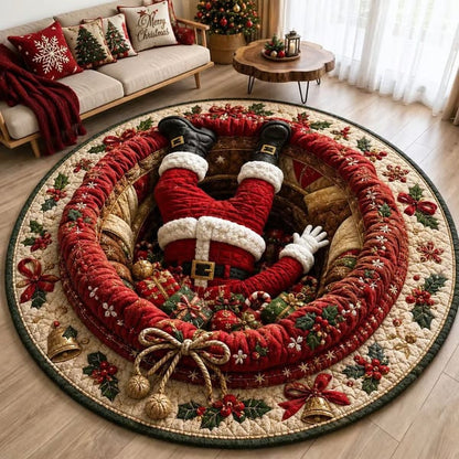 🎄3D Christmas Gnome Optical Illusion Round Rug | Fun Festive Home Decor Must‑Have⭐🏠🎁