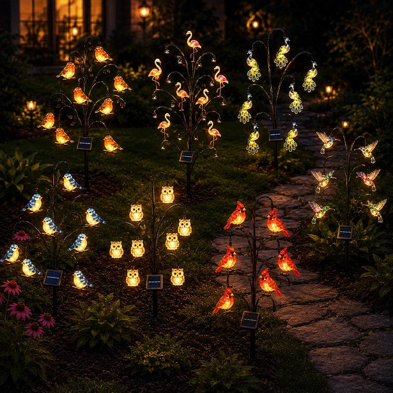 🦩Solar Bird Tree Stake Light – Flexible Colorful Glowing Outdoor Garden Landscape Light