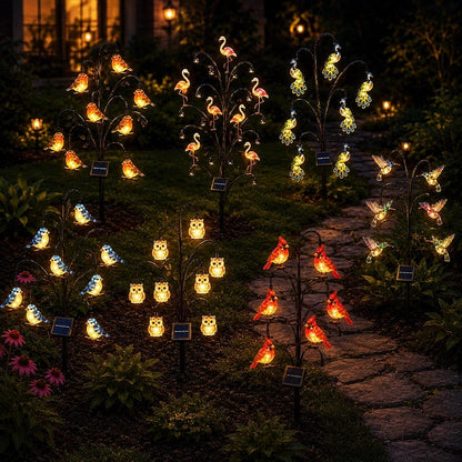 🦩Solar Bird Tree Stake Light – Flexible Colorful Glowing Outdoor Garden Landscape Light