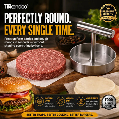 🍔 BBQ FAVORITE | Manual Burger Patty Press – Uniform Round Patties for Grilling, Meal Prep & Home Cooking