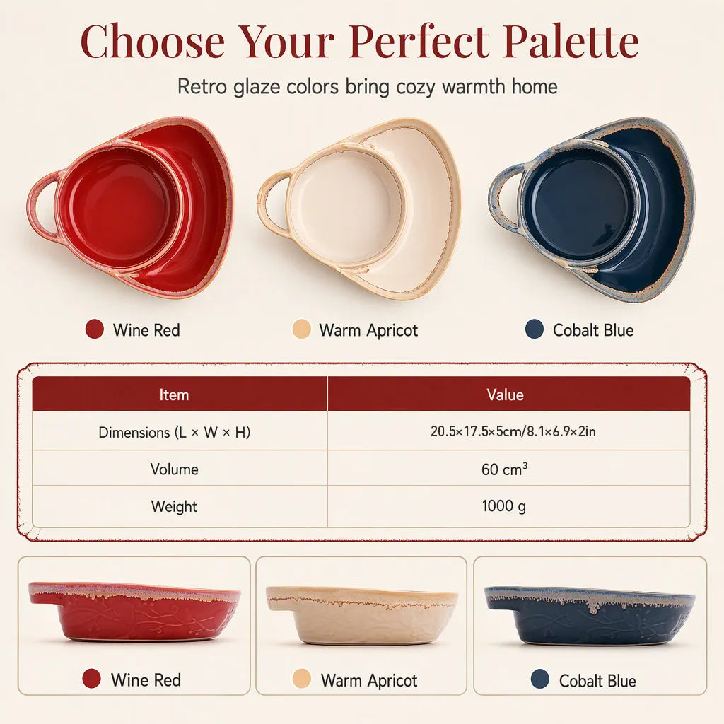Keep Dips Crisp Instantly! Retro Ceramic Divided Baking Dish