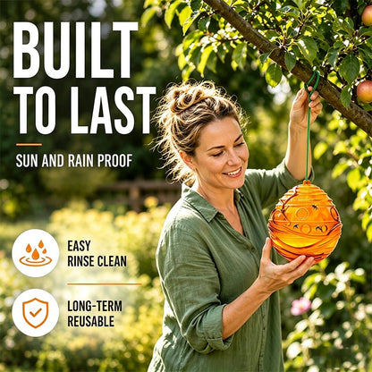 Outdoor Eco Reusable Wasp & Hornet Trap, Chemical Free Hanging Insect Catcher